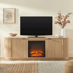 Meuble TV de cheminée cannelé Coastal Oak/Mocha 70 po, 1 personne