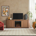 Meuble TV de cheminée cannelé Coastal Oak/Mocha 70 po, 1 personne