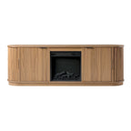 Meuble TV de cheminée cannelé Coastal Oak/Mocha 70 po, 1 personne