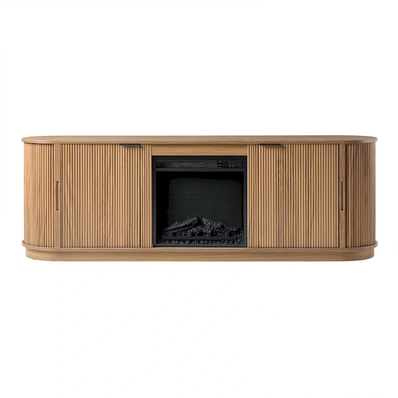 Meuble TV de cheminée cannelé Coastal Oak/Mocha 70 po, 1 personne