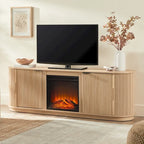 Meuble TV de cheminée cannelé Coastal Oak/Mocha 70 po, 1 personne