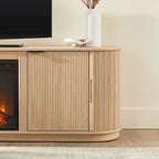 Meuble TV de cheminée cannelé Coastal Oak/Mocha 70 po, 1 personne