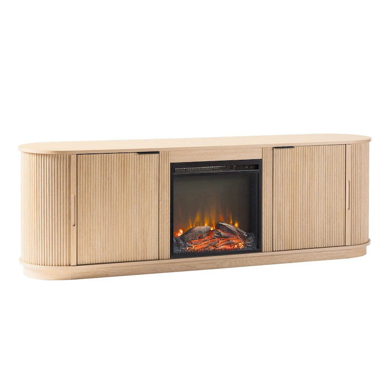 Meuble TV de cheminée cannelé Coastal Oak/Mocha 70 po, 1 personne