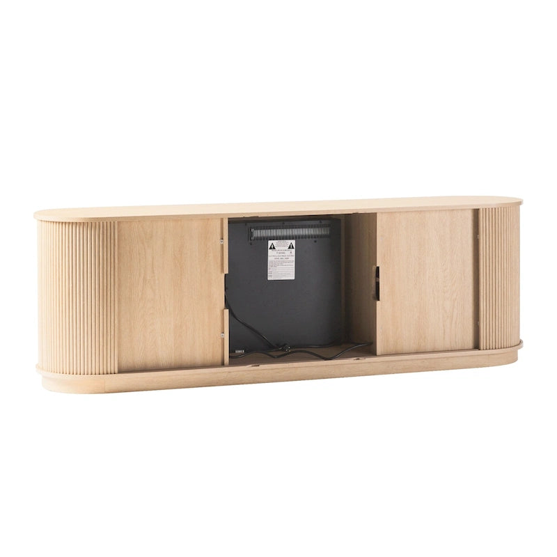 Meuble TV de cheminée cannelé Coastal Oak/Mocha 70 po, 1 personne