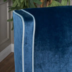 Fauteuil de club en velours bleu/noir à dossier haut, 1 personne