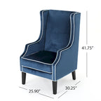 Fauteuil de club en velours bleu/noir à dossier haut, 1 personne