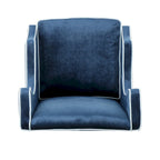 Fauteuil de club en velours bleu/noir à dossier haut, 1 personne