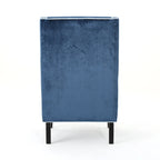 Fauteuil de club en velours bleu/noir à dossier haut, 1 personne