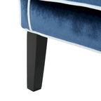 Fauteuil de club en velours bleu/noir à dossier haut, 1 personne