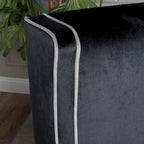 Fauteuil de club en velours bleu/noir à dossier haut, 1 personne