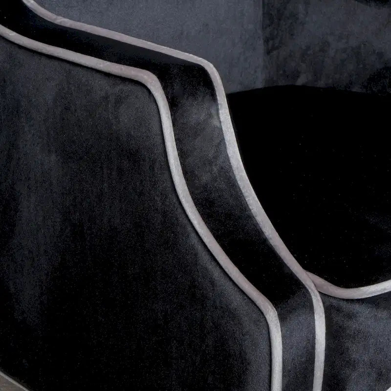 Fauteuil de club en velours bleu/noir à dossier haut, 1 personne
