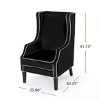 Fauteuil de club en velours bleu/noir à dossier haut, 1 personne