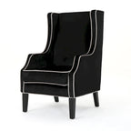 Fauteuil de club en velours bleu/noir à dossier haut, 1 personne