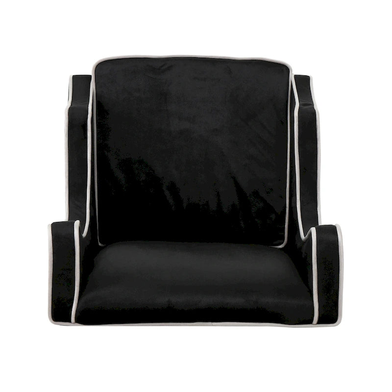 Fauteuil de club en velours bleu/noir à dossier haut, 1 personne