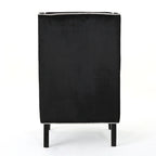 Fauteuil de club en velours bleu/noir à dossier haut, 1 personne