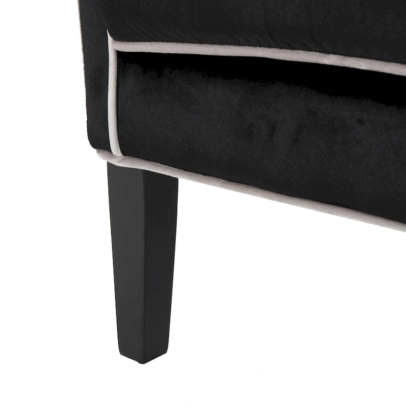 Fauteuil de club en velours bleu/noir à dossier haut, 1 personne