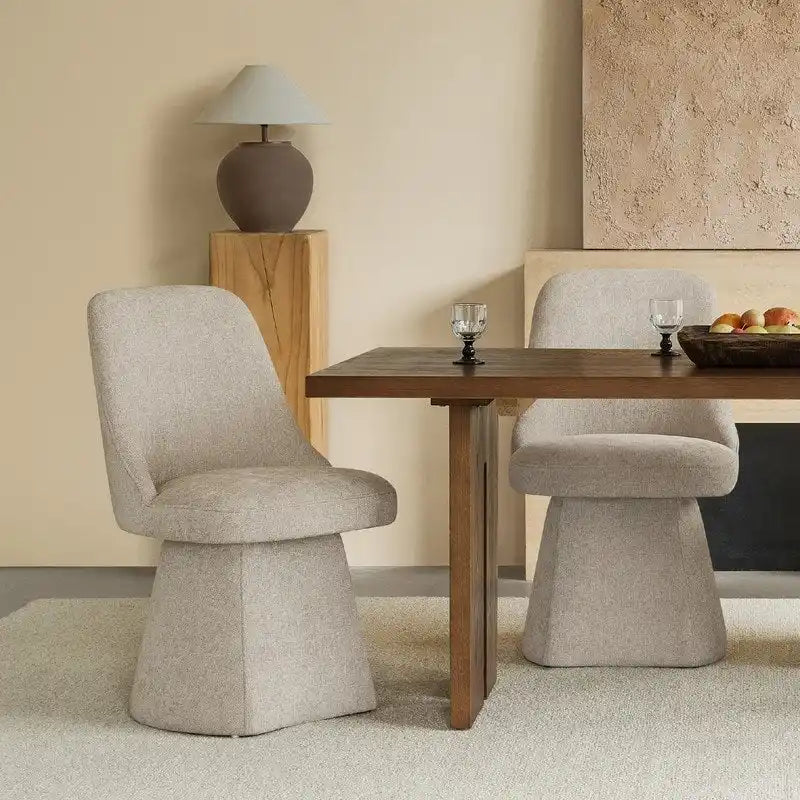 Chaise de salle à manger sans accoudoirs pivotante à 360°, en lin (Lin/Vert Mousse/Kaki), 1 place