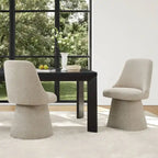 Chaise de salle à manger sans accoudoirs pivotante à 360°, en lin (Lin/Vert Mousse/Kaki), 1 place