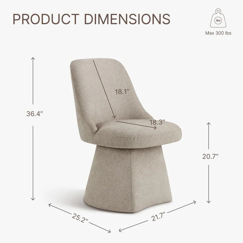 Chaise de salle à manger sans accoudoirs pivotante à 360°, en lin (Lin/Vert Mousse/Kaki), 1 place