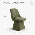Chaise de salle à manger sans accoudoirs pivotante à 360°, en lin (Lin/Vert Mousse/Kaki), 1 place