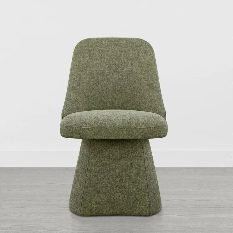Chaise de salle à manger sans accoudoirs pivotante à 360°, en lin (Lin/Vert Mousse/Kaki), 1 place
