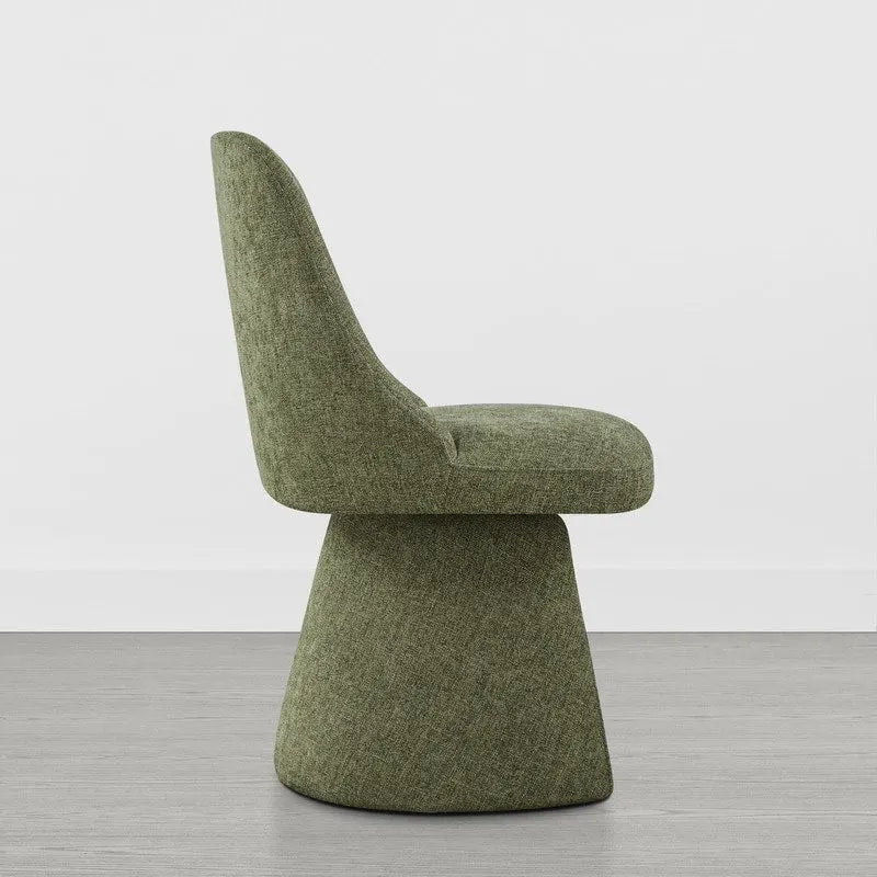 Chaise de salle à manger sans accoudoirs pivotante à 360°, en lin (Lin/Vert Mousse/Kaki), 1 place