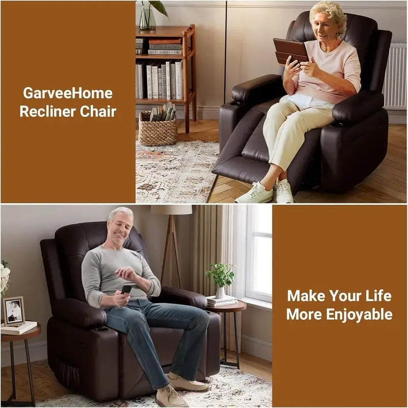 Fauteuil inclinable releveur beige/gris/multicolore avec massage et chaleur, 1 personne