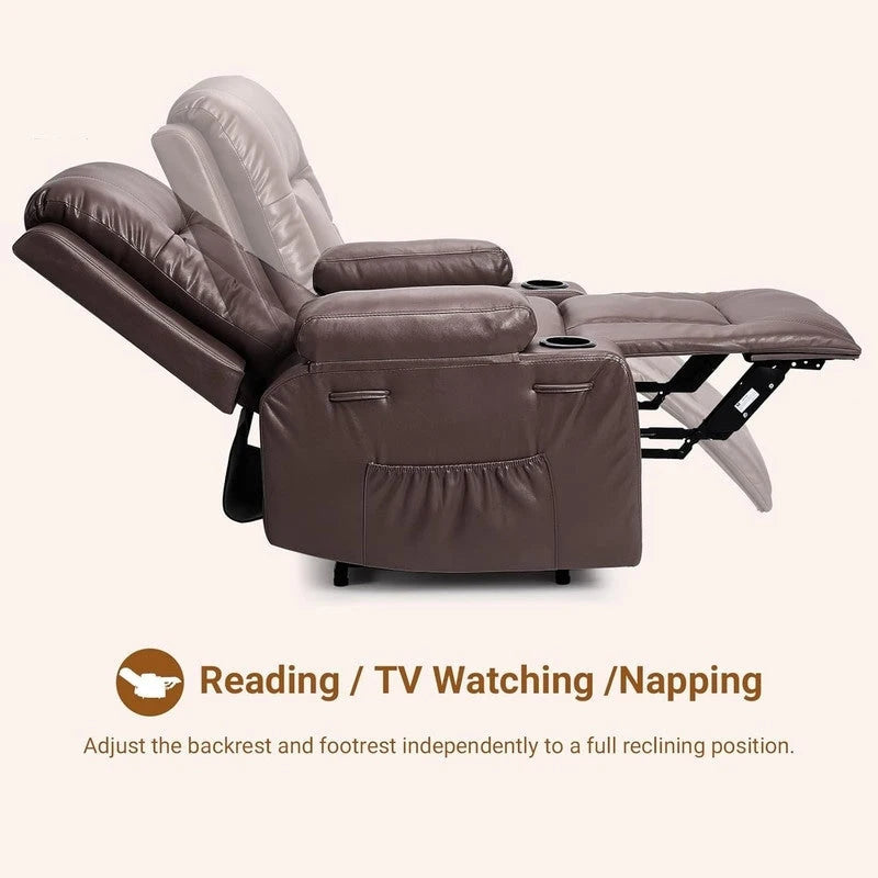 Fauteuil inclinable releveur beige/gris/multicolore avec massage et chaleur, 1 personne