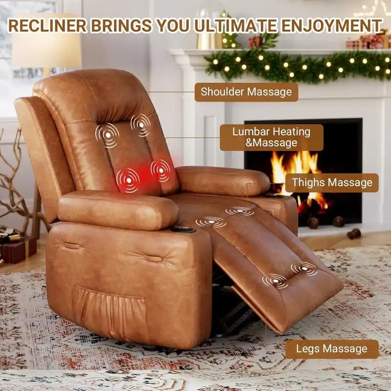 Fauteuil inclinable releveur beige/gris/multicolore avec massage et chaleur, 1 personne