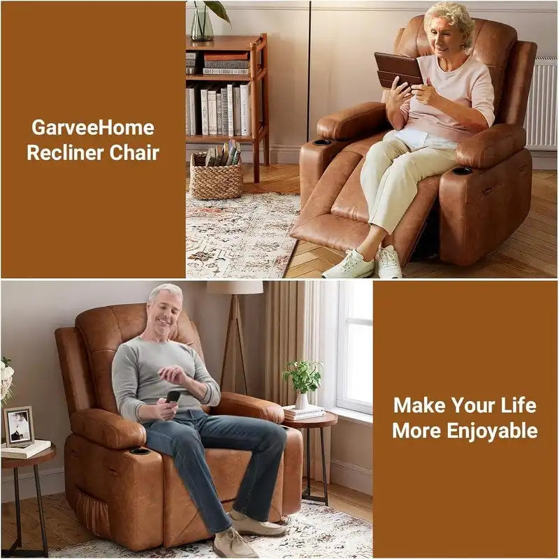 Fauteuil inclinable releveur beige/gris/multicolore avec massage et chaleur, 1 personne