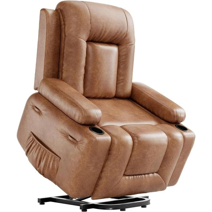 Fauteuil inclinable releveur beige/gris/multicolore avec massage et chaleur, 1 personne