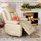 Fauteuil inclinable releveur beige/gris/multicolore avec massage et chaleur, 1 personne