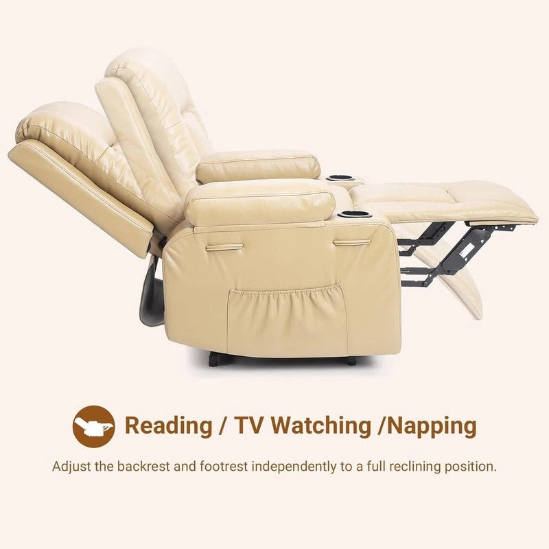 Fauteuil inclinable releveur beige/gris/multicolore avec massage et chaleur, 1 personne