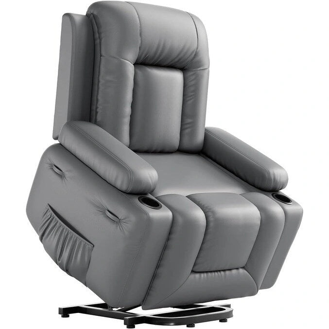 Fauteuil inclinable releveur beige/gris/multicolore avec massage et chaleur, 1 personne