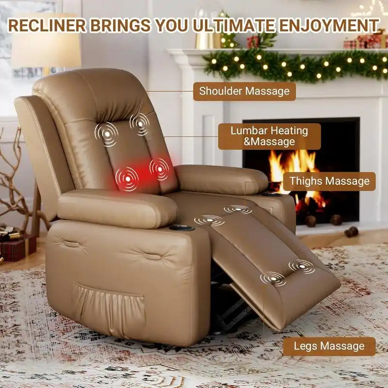 Fauteuil inclinable releveur beige/gris/multicolore avec massage et chaleur, 1 personne