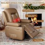 Fauteuil inclinable releveur beige/gris/multicolore avec massage et chaleur, 1 personne