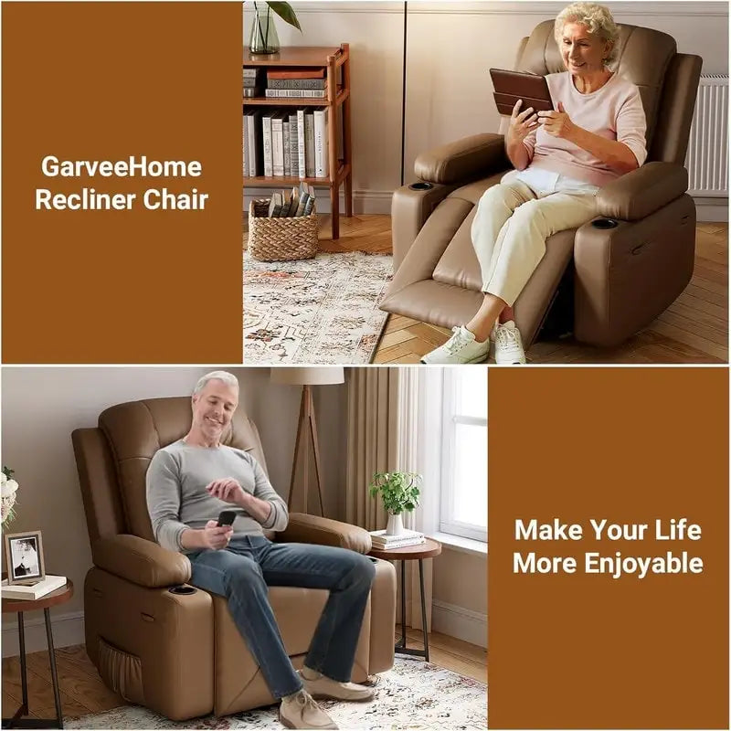 Fauteuil inclinable releveur beige/gris/multicolore avec massage et chaleur, 1 personne