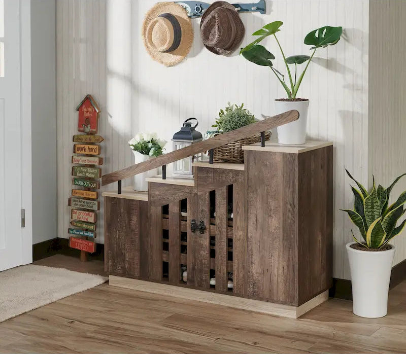 Garner Rustic 9-shelf Storage Shoe Cabinet by Furniture of America