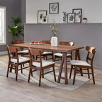 Ensemble de salle à manger A-Frame style Mid-Century en noyer/chêne avec chaises rembourrées, 7 personnes