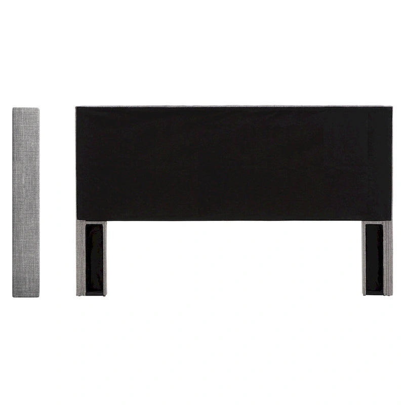 Tête de lit King size capitonnée en lin beige/gris/gris foncé avec oreilles