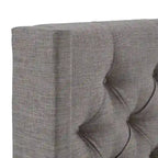 Tête de lit King size capitonnée en lin beige/gris/gris foncé avec oreilles