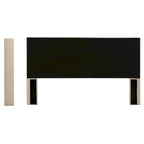 Tête de lit King size capitonnée en lin beige/gris/gris foncé avec oreilles