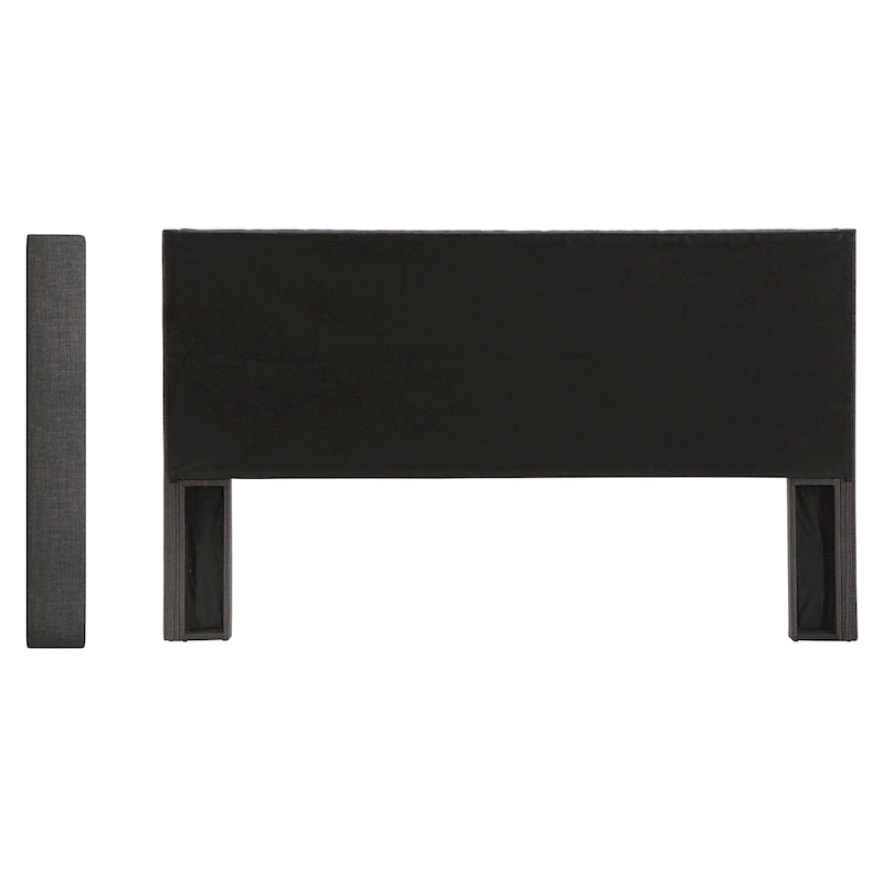 Tête de lit King size capitonnée en lin beige/gris/gris foncé avec oreilles