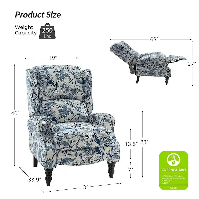 Fauteuil inclinable manuel avec oreilles, 1 place