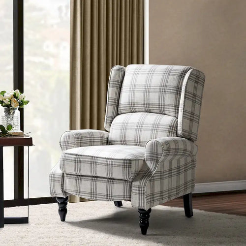 Olympus Upholstered Classic Manual Wingback Recliner with Solid Wood Legs by HULALA HOME