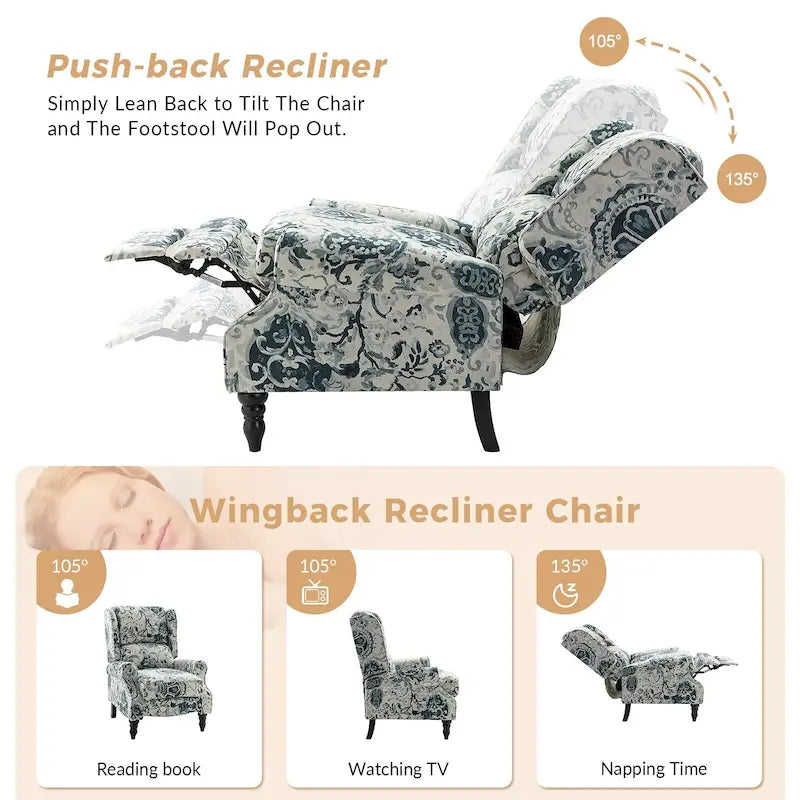 Fauteuil inclinable manuel avec oreilles, 1 place