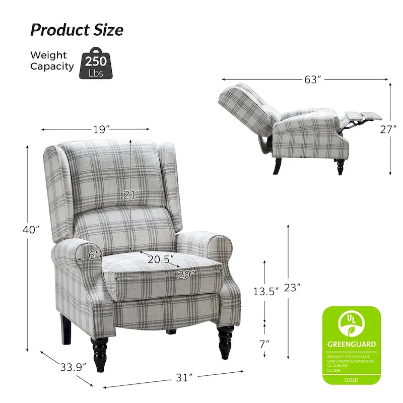 Fauteuil inclinable manuel avec oreilles, 1 place