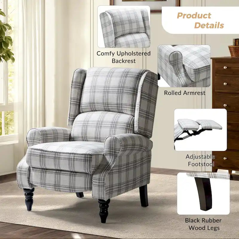 Fauteuil inclinable manuel avec oreilles, 1 place