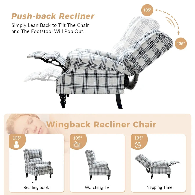 Fauteuil inclinable manuel avec oreilles, 1 place