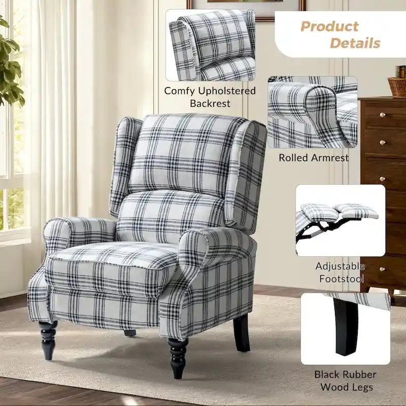 Fauteuil inclinable manuel avec oreilles, 1 place